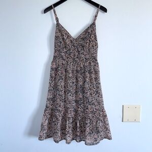 Pink and Blue Floral Midi Dress